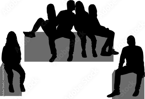 Black silhouettes of a people sitting	
