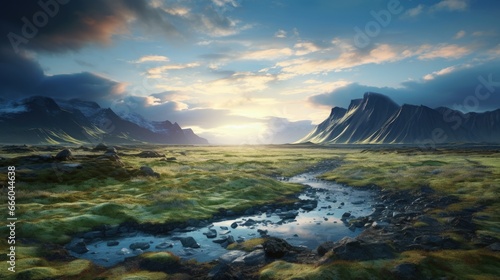 Landscape of Iceland in Höfn. Beutiful Landscape and Sky