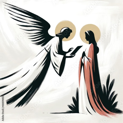 Annunciation to the Blessed Virgin Mary. Vector illustration. photo