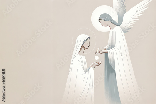 Annunciation to the Blessed Virgin Mary. Vector illustration. photo