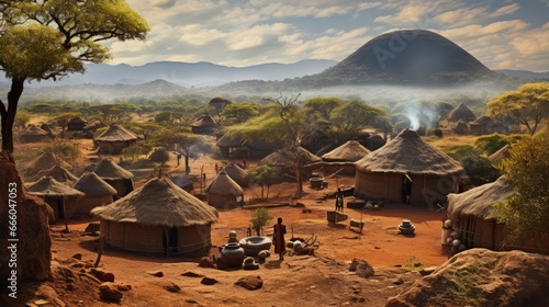 Village and houses of the Samburu tribe in Kenya. photo