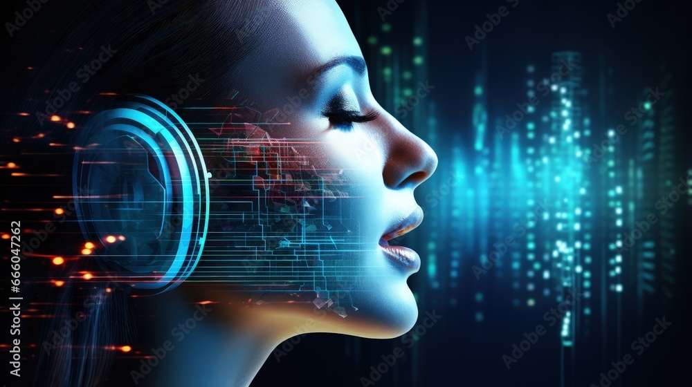 Artificial Intelligence Entity Using Voice to Communicate as Represented by Soundwave - Natural Language Processing - NLP - Speech Recognition - Conversational AI and Computational Linguistics Concept