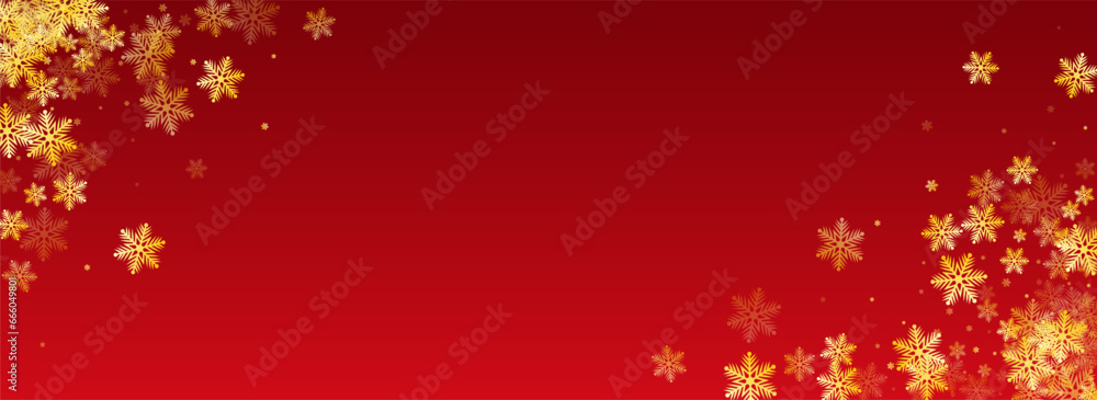 Gray Snow Vector Panoramic Red Background. Xmas