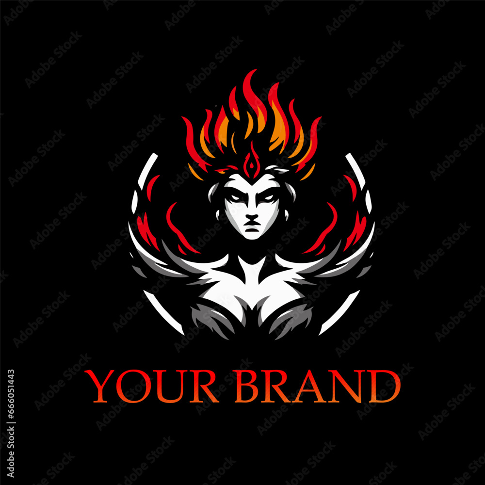 Angry goddess of fire illustration vector