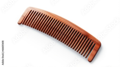 Side view of wooden comb isolated on white photo