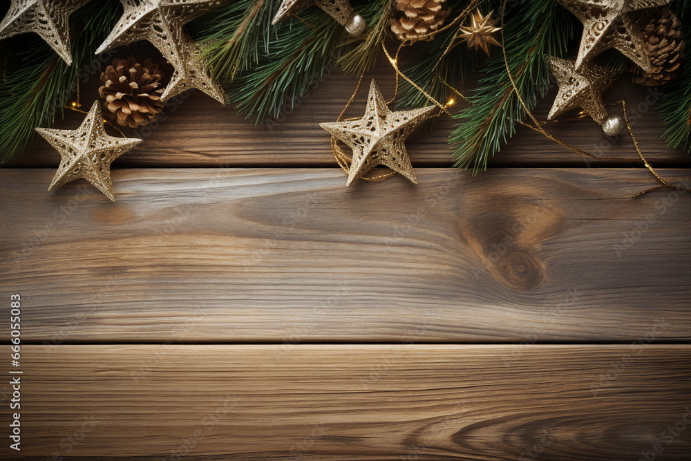 christmas decor on wooden table
