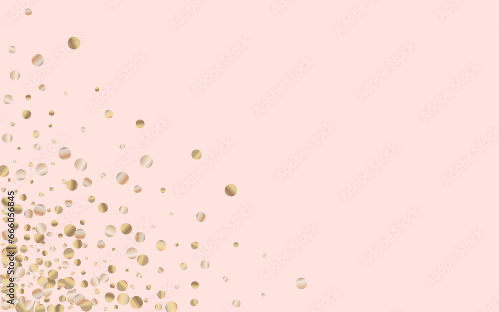 Golden Dust Shiny Pink Background. Vector Rain