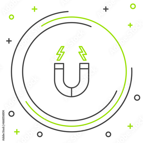 Line Magnet icon isolated on white background. Horseshoe magnet, magnetism, magnetize, attraction. Colorful outline concept. Vector