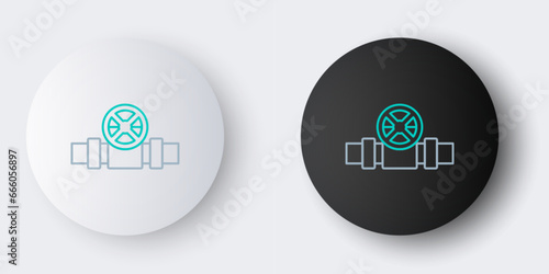 Line Industry metallic pipes and valve icon isolated on grey background. Colorful outline concept. Vector