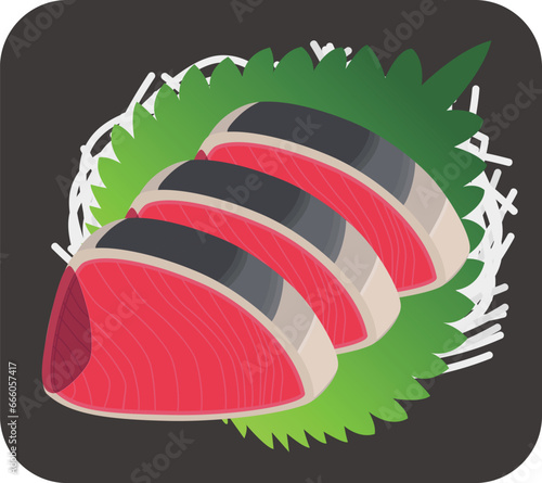 カツオのたたきの俯瞰イラスト
