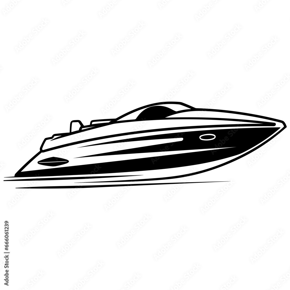 Hand Drawn Icon Illustration of Speed Boat. SVG Vector Hand Drawn Icon Illustration of Speed Boat. SVG Vector