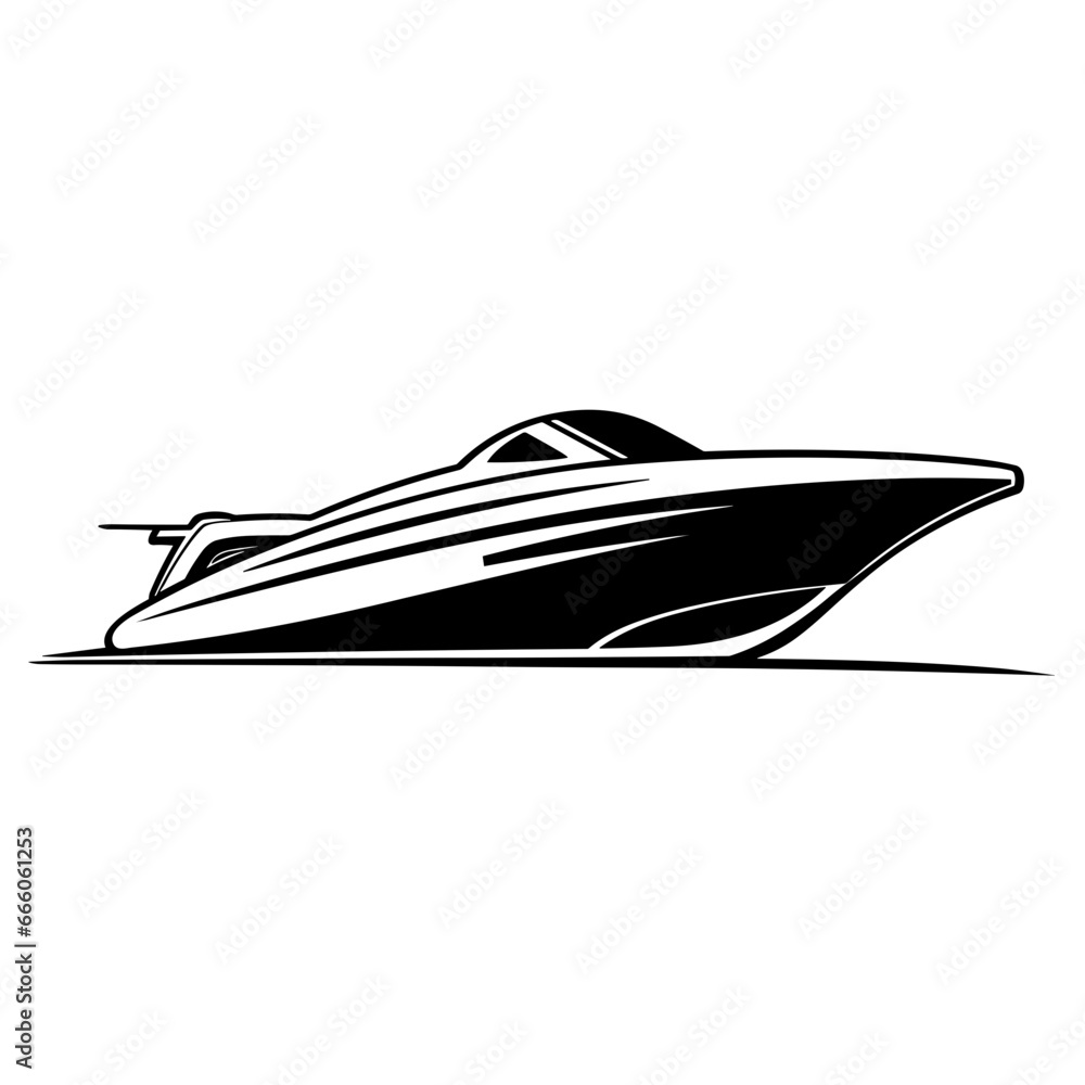 Hand Drawn Icon Illustration of Speed Boat. SVG Vector Hand Drawn Icon Illustration of Speed Boat. SVG Vector