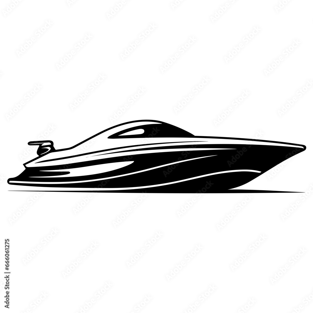 Hand Drawn Icon Illustration of Speed Boat. SVG Vector Hand Drawn Icon Illustration of Speed Boat. SVG Vector