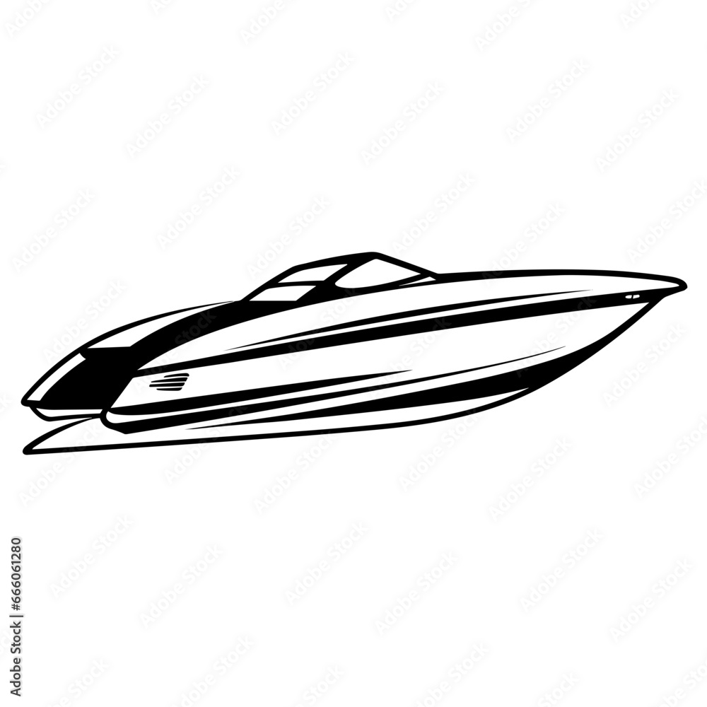 Hand Drawn Icon Illustration of Speed Boat. SVG Vector Hand Drawn Icon Illustration of Speed Boat. SVG Vector
