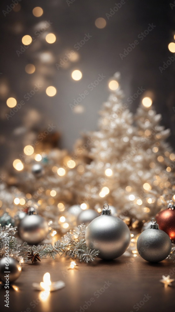 Christmas background with holiday lights and sparkling sparkles. Generative AI Christmas background with holiday lights and sparkling sparkles. Generative AI