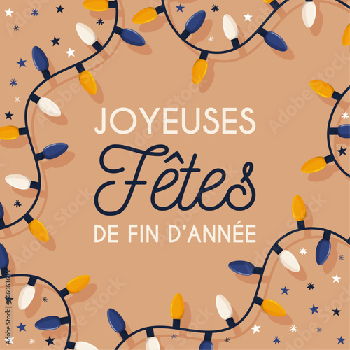 Joyeuses fêtes de fin d'année - Illustration festive pour célébrer Noël et le jour de l'an - Éléments décoratifs et textes éditables - Vecteur élégant et moderne pour les célébrations d'hiver 