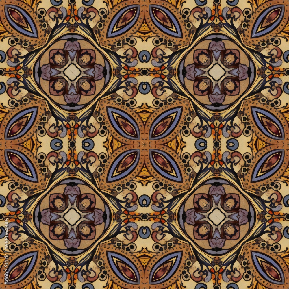 Seamless pattern,  Colorful ethnic ornament,  Arabesque style