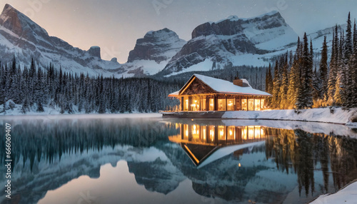 Emerald Lake Lodge is the sole establishment on the serene Emerald Lake, encircled by stunning Rocky Mountains © Tatiana