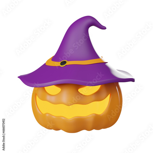 halloween pumpkin with witch hat