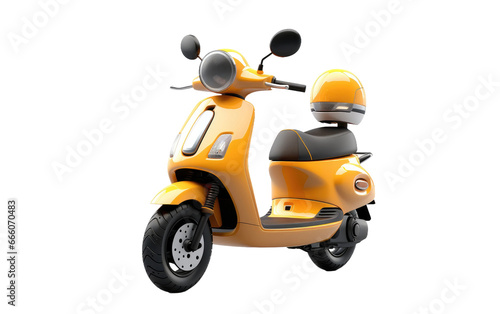 Electric Yellow Scooter Commuter 3D Character Isolated on Transparent Background PNG.