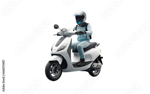 Electric Scooter Commuter man Riding with Wearing Helmet and Suit 3D Character Isolated on Transparent Background PNG.