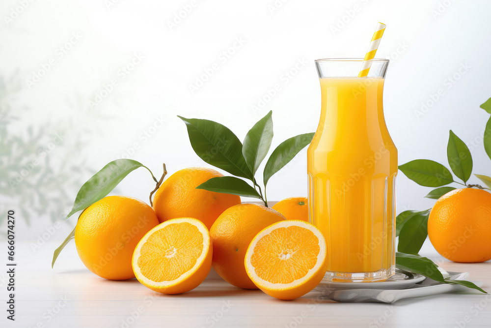 A glass of orange juice in a bright kitchen A glass of orange juice in a bright kitchen