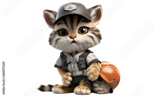 Baseball umpire Cat Wearing Hat 3D Character Isolated on Transparent Background PNG. © Haider