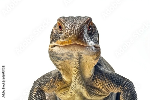 Portrait of a lizard on a white background   Studio photography