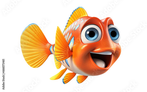 Orange Fish With Cheering Face 3D Character Isolated on Transparent Background PNG.