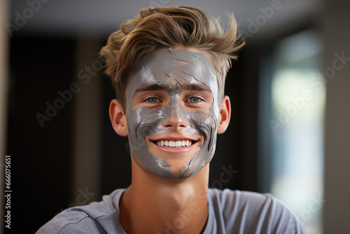 Spa Mask on a man's face at home