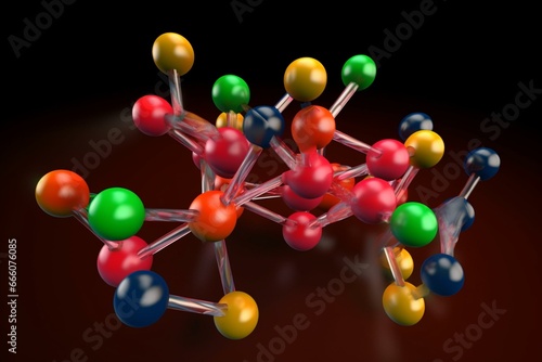 3D rendering of fosdenopterin drug molecule. Generative AI