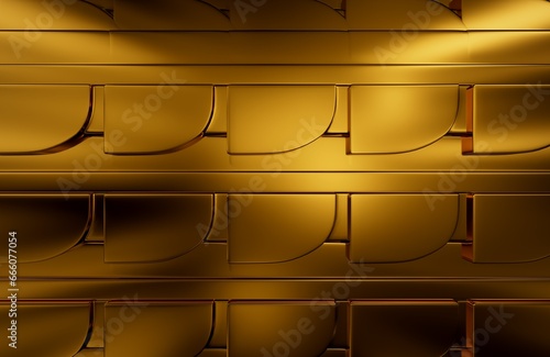 Luxurious golden background. Gold random mosaic decoration. Cubic backdrop. 3d render geometric illustration. Glossy square shapes. Architectural abstraction. Interior concept. set 1-6 photo