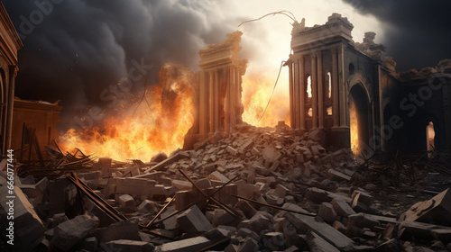 destruction of holy Jewish temple in ancient history, mourning day tish. Generative Ai