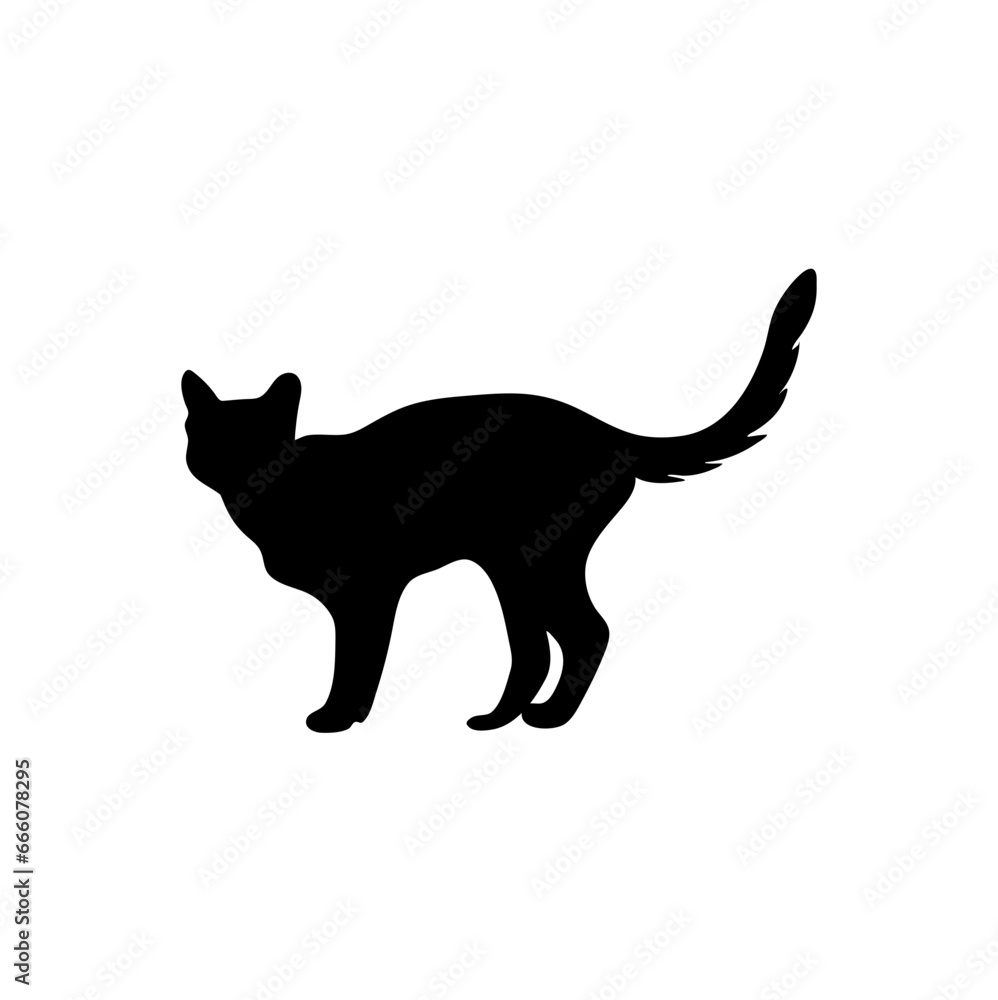 Black cats. Silhouette of a cat. Stock Vector Illustration