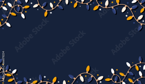 Bannière de guirlandes de Noël pour les fêtes de fin d'année - Cadre festif pour célébrer les fêtes - Éléments vectoriels festifs éditables - Ensemble d'ampoules lumineuses et modernes - Arrière-plan