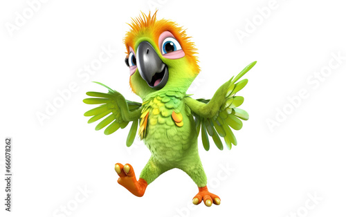 Gorgeous Disco Dancing Parrot 3D Character Isolated on Transparent Background PNG.