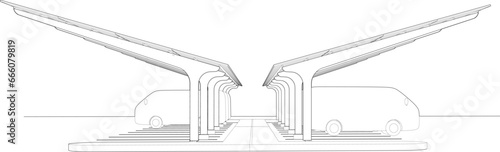 3D illustration of parking lot