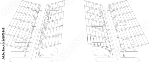 3D illustration of parking lot