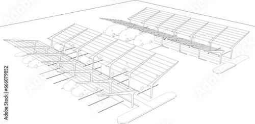 3D illustration of parking lot