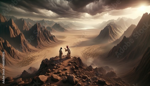 Jesus is tempted in the desert photo