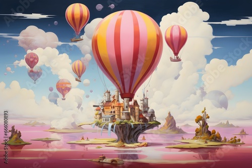 hot air balloon scene and sky