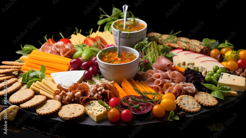 New Year's Eve Appetizer Platter with Gourmet Bites in Colorful Presentation