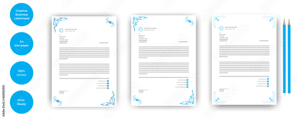 Letterhead corporate creative business company minimal clean unique template design. letterhead Colorful blue design stationary project. Multipurpose letterhead abstract, elegant Letterhead corporate creative business company minimal clean unique template design. letterhead Colorful blue design stationary project. Multipurpose letterhead abstract, elegant