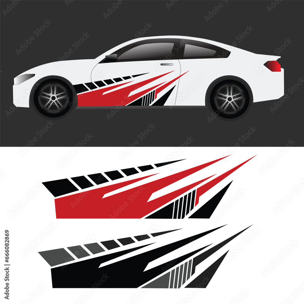 vector car wrap vinyl livery decal design. car modification decal stickers - obrazy, fototapety, plakaty 