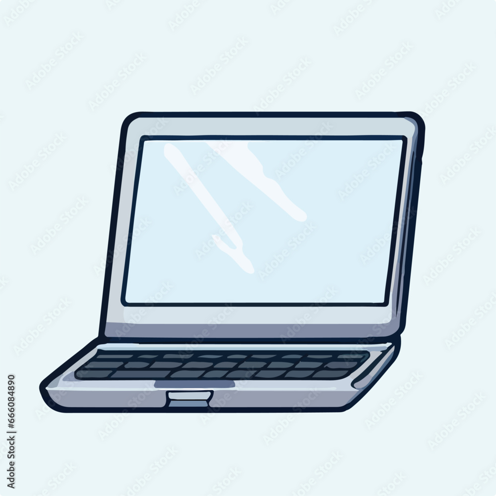 laptop in cartoon style on white background laptop in cartoon style on white background