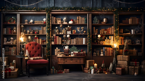 Christmas wooden bookshelf