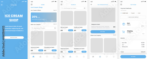 Ice Cream Ecommerce, Bakery Store and Cake Shop Mobile App UI Kit Template