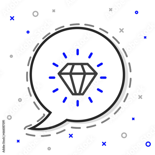Line Diamond icon isolated on white background. Jewelry symbol. Gem stone. Colorful outline concept. Vector