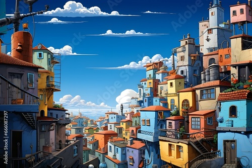 cartoon colorful city building photo