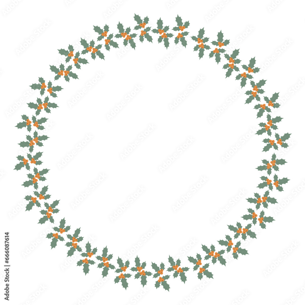 A wreath of mistletoe twigs. Round frame for Christmas and New Year.